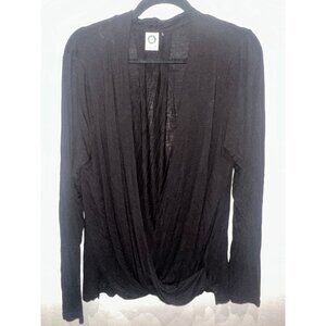 Akemi + Kin Black Draped Long Sleeve Top